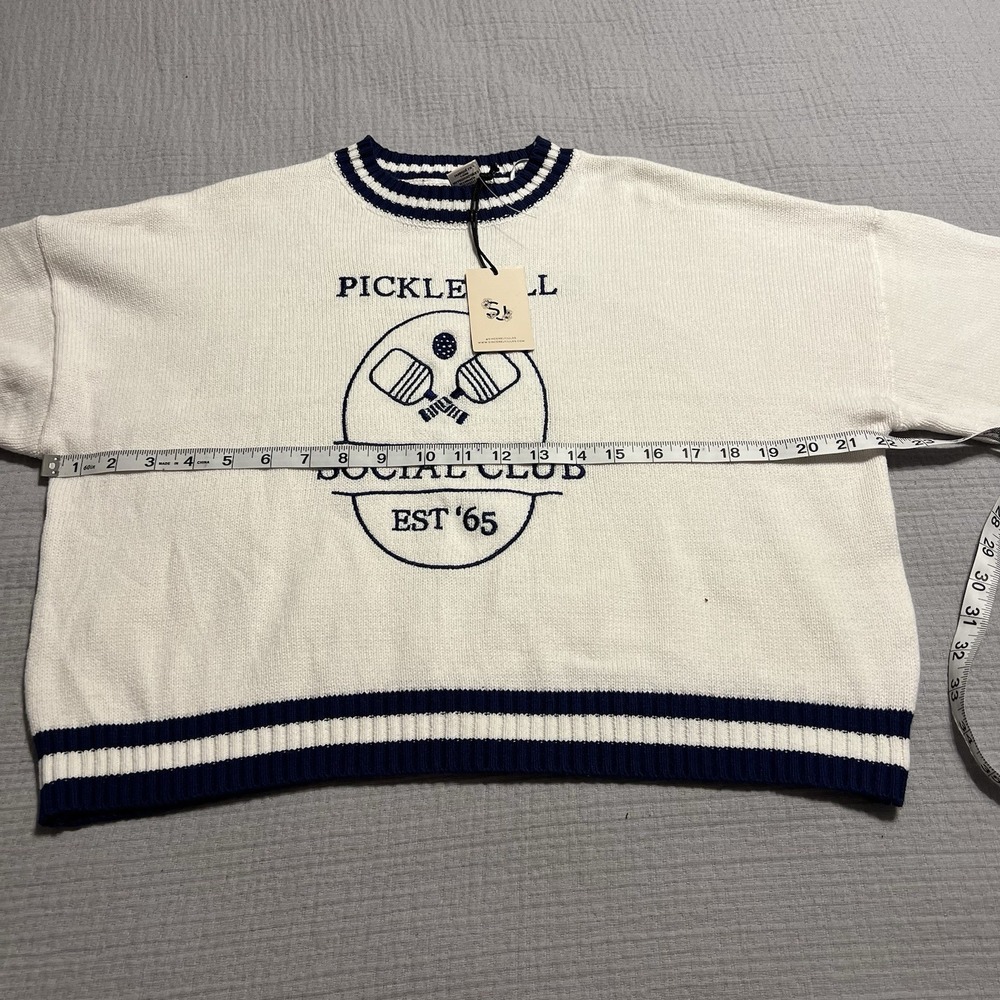Sincerely Jules Pickleball Social Club Sweater Cotton Knit Preppy (Sporty) - Picture 8 of 10